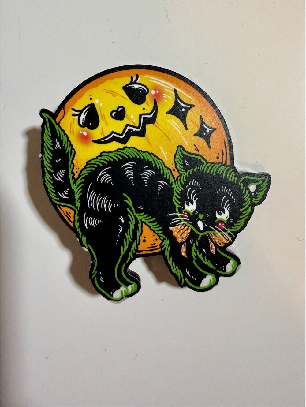 Jack O Lantern Cat Brooch - Creep Heart Ella Mobbs - Halloween Retro Pumpkin Pin